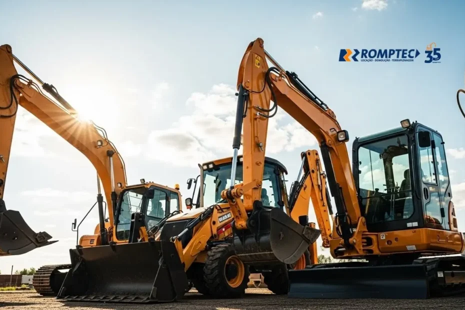 Escavadeira, mini escavadeira ou retroescavadeira