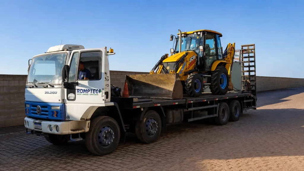 Como funciona o transporte de máquinas pesadas para obras