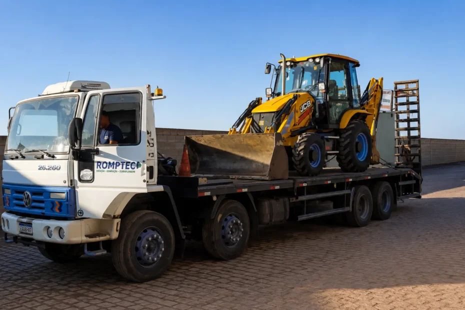 Como funciona o transporte de máquinas pesadas para obras